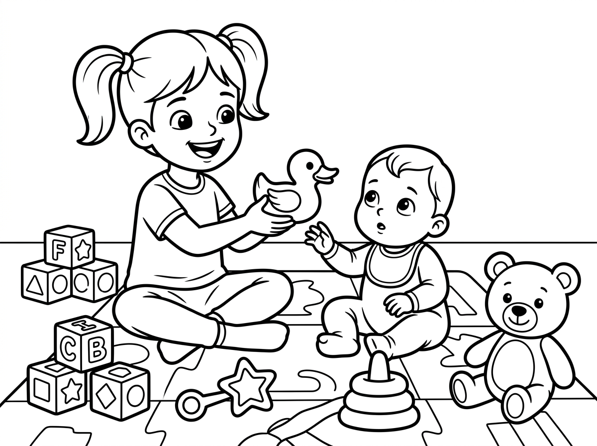 הי
תוציא לי ציור של ילדה בת 4 וילדה בת 9 חודש 
יושבות יחד
אחיות
משחקות במשהו