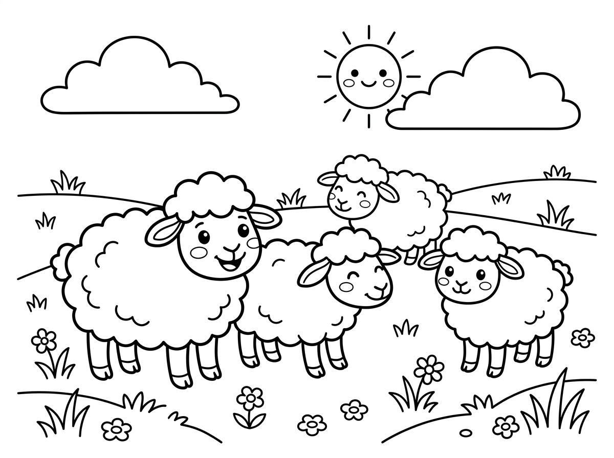 דף צביעה של כבשים