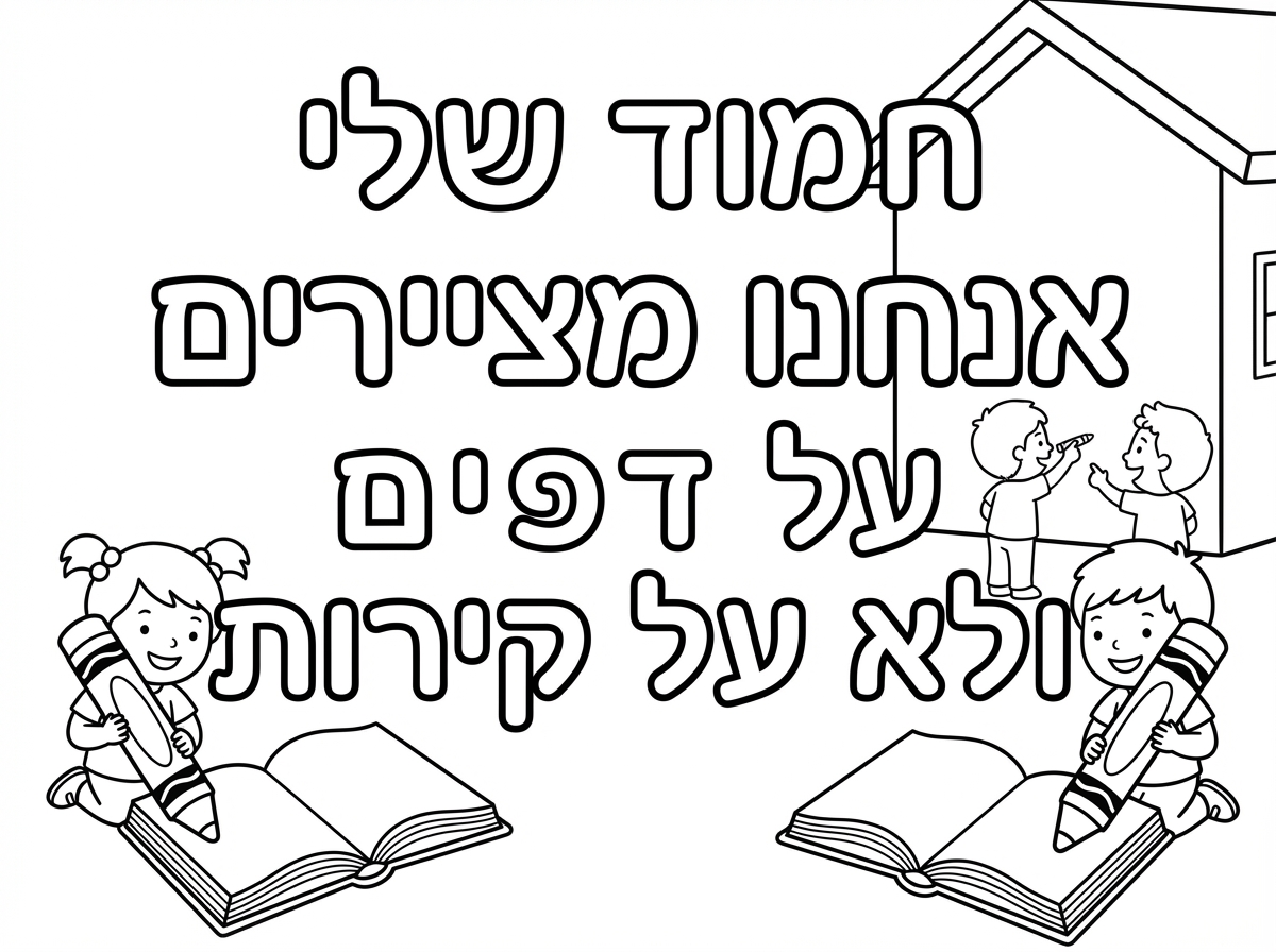אני צריכה דף צביעה שכתוב בו חמוד שלי אנחנו מציירים על דפים ולא על קירות