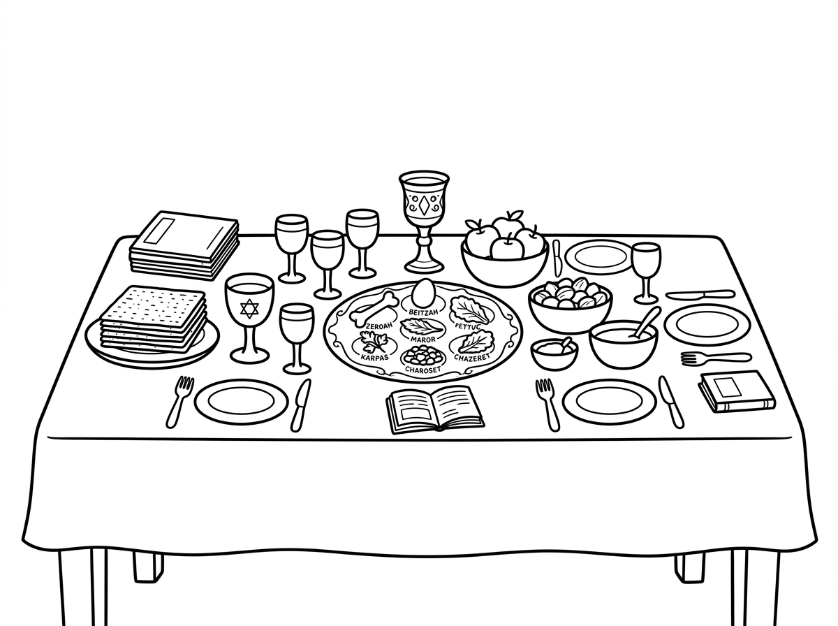 שלח לי תמונה יפה של שולחח יפה עם מלא כלים יפים ומצות ואוכל של ליל הסדר