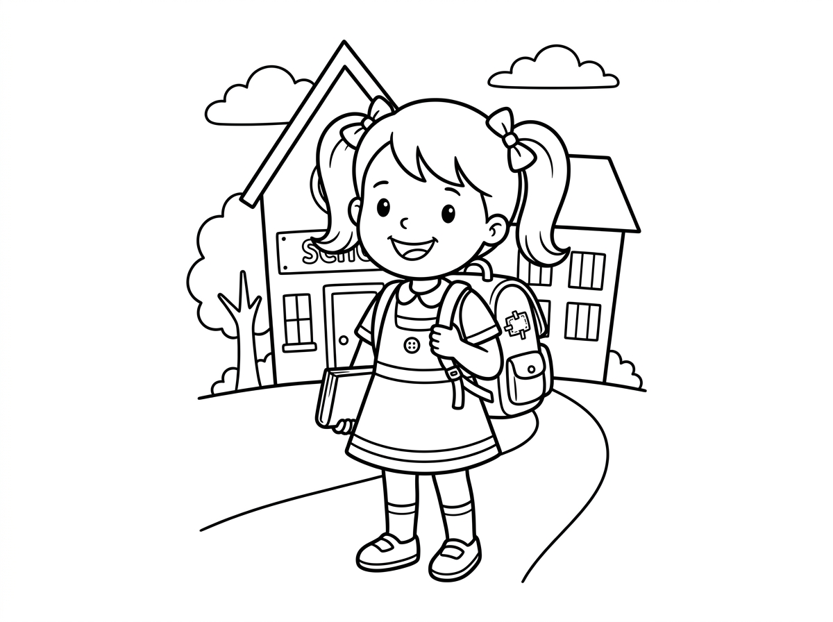 דף צביעה ילדה בבית ספר