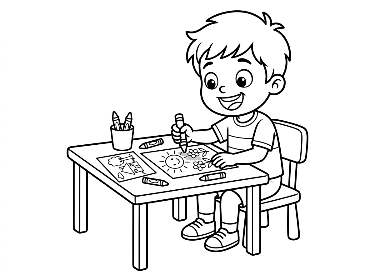 ילד אוהב לצבוע ומתרגש מאוד