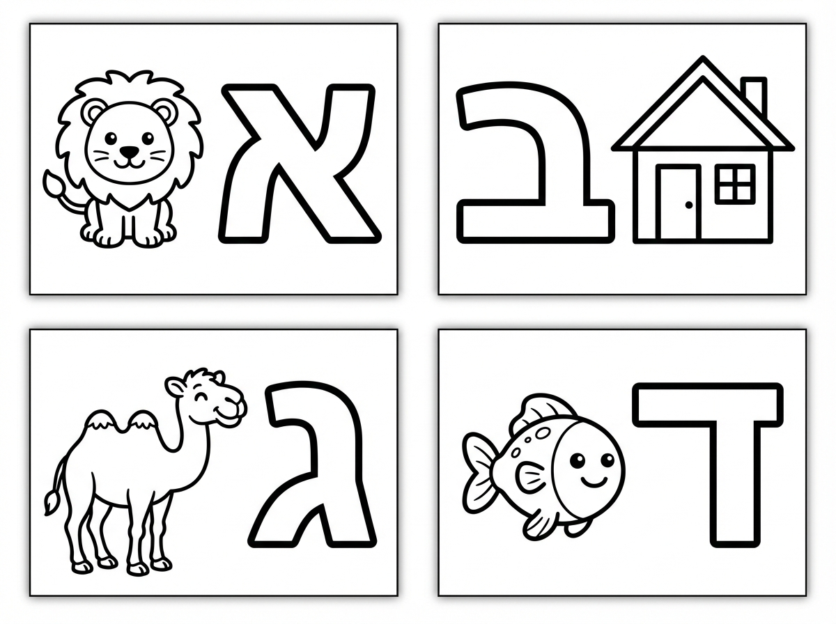 מבקשת לייצר דפי ציור שמתאימים לילדה בת 4 שרוצה ללמוד אותיות. אפשר לשלב דפי ציור עם אותיות הציורים בכדי שיהיה קל יותר חזכור