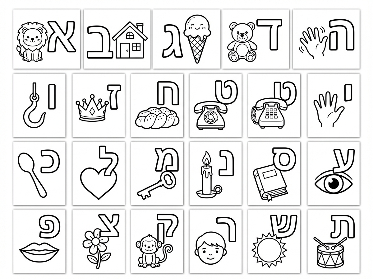 תעשה בבקשה שכל ציור שמופיע ליד האות יתחיל באות הזו. בבקשה מילים פשוטות שילדה בת 4 תבין