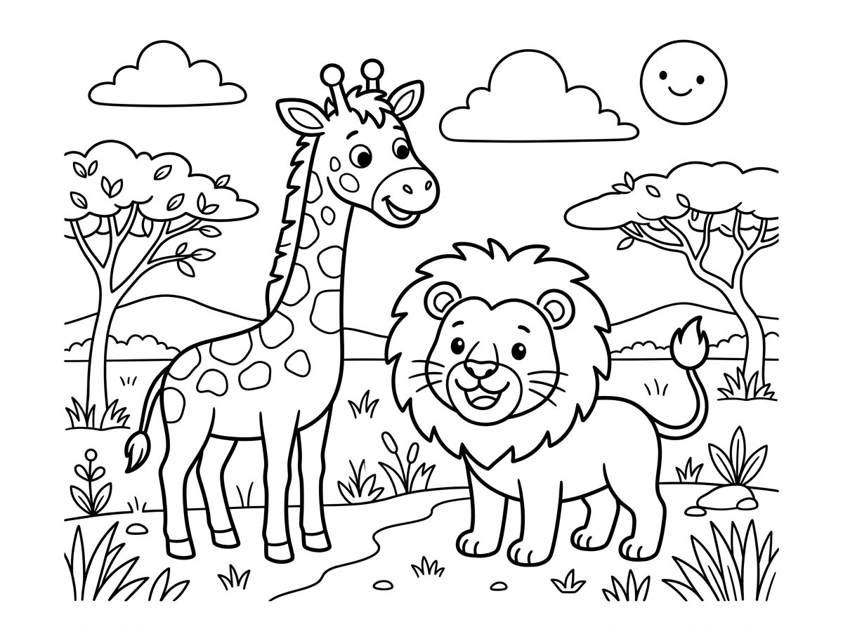 אני רוצה ציור של ג'ירפה ואריה