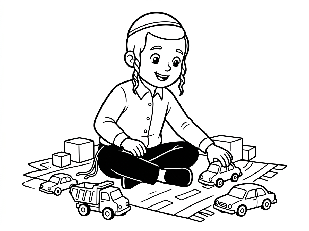 שלום תן לי ילד חרדי משחק עם מכוניות