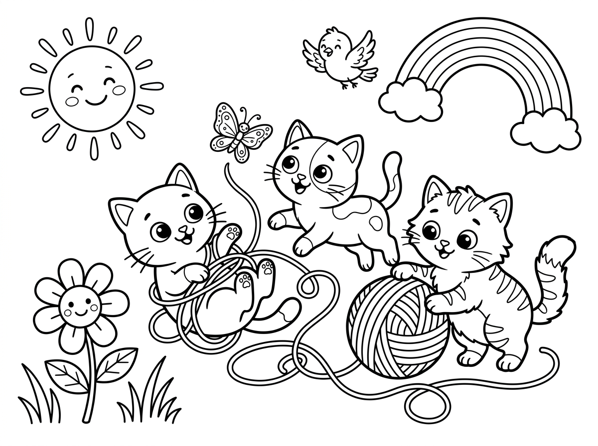 חתולות חמודות ועוד ציורים שילדים יאהבו לצבוע