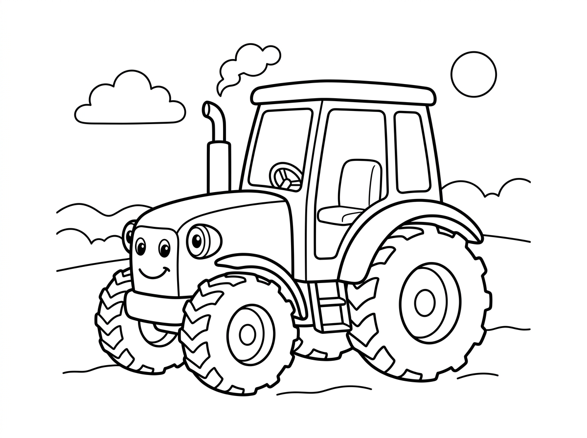 תעשה דף צביעה של טרקטור