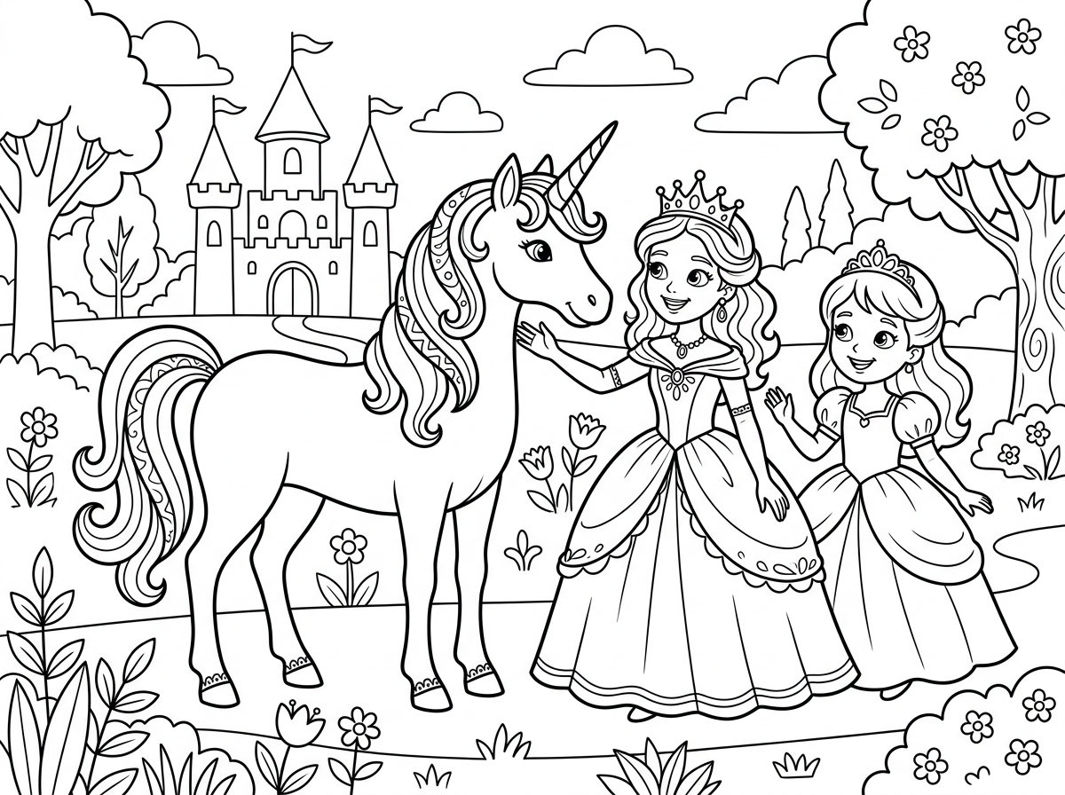 תיצור בבקשה ציור של חגי קרן ונסיכות