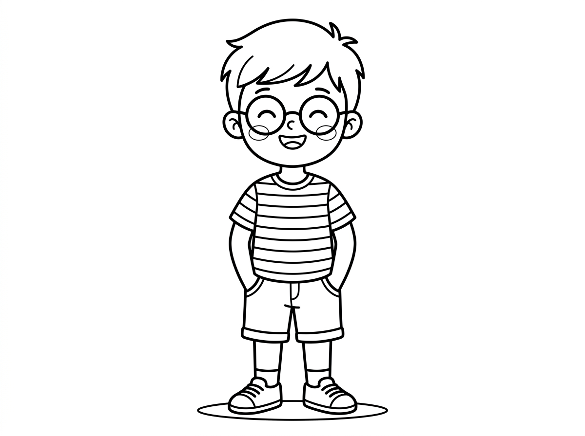 ילד חמוד וחכם וחצןף עם משקפיים