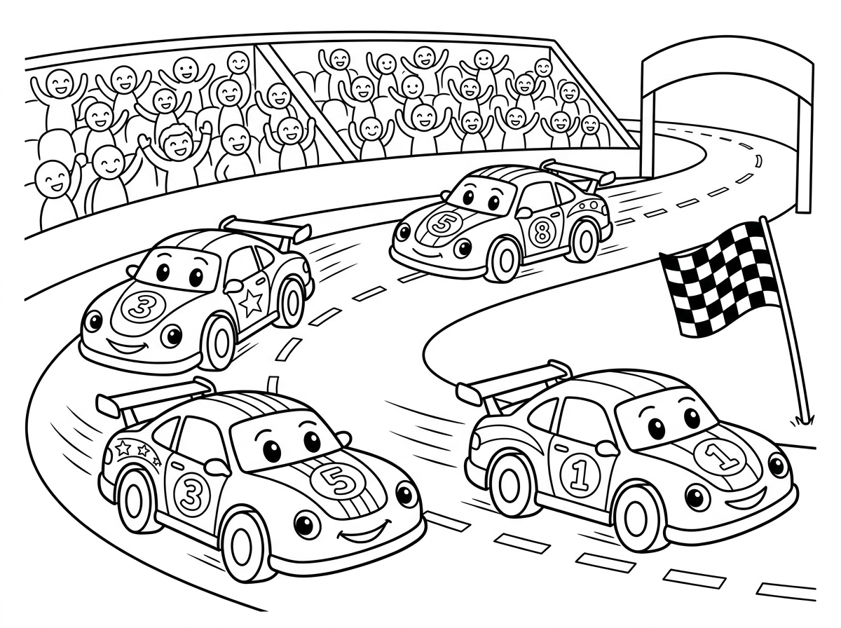 אני רוצה תמונה של מכוניות מירוץ בתחרות