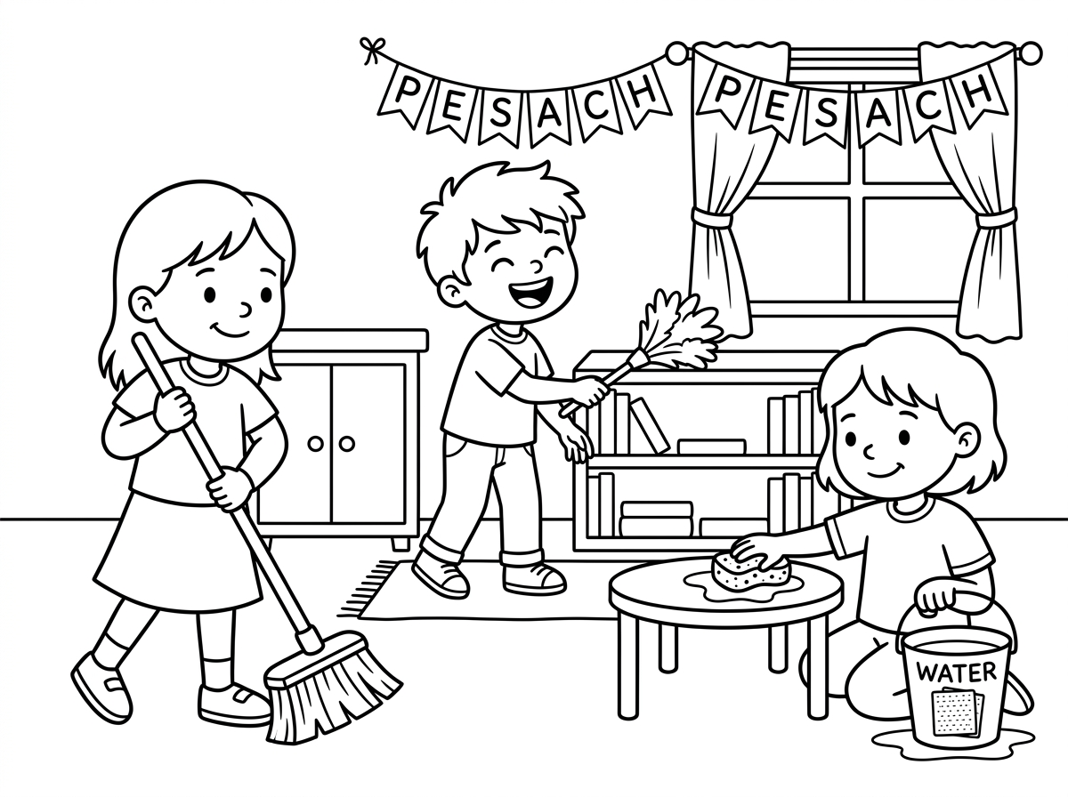 תן לי ציור של מלא ילדים מנקים לפסח