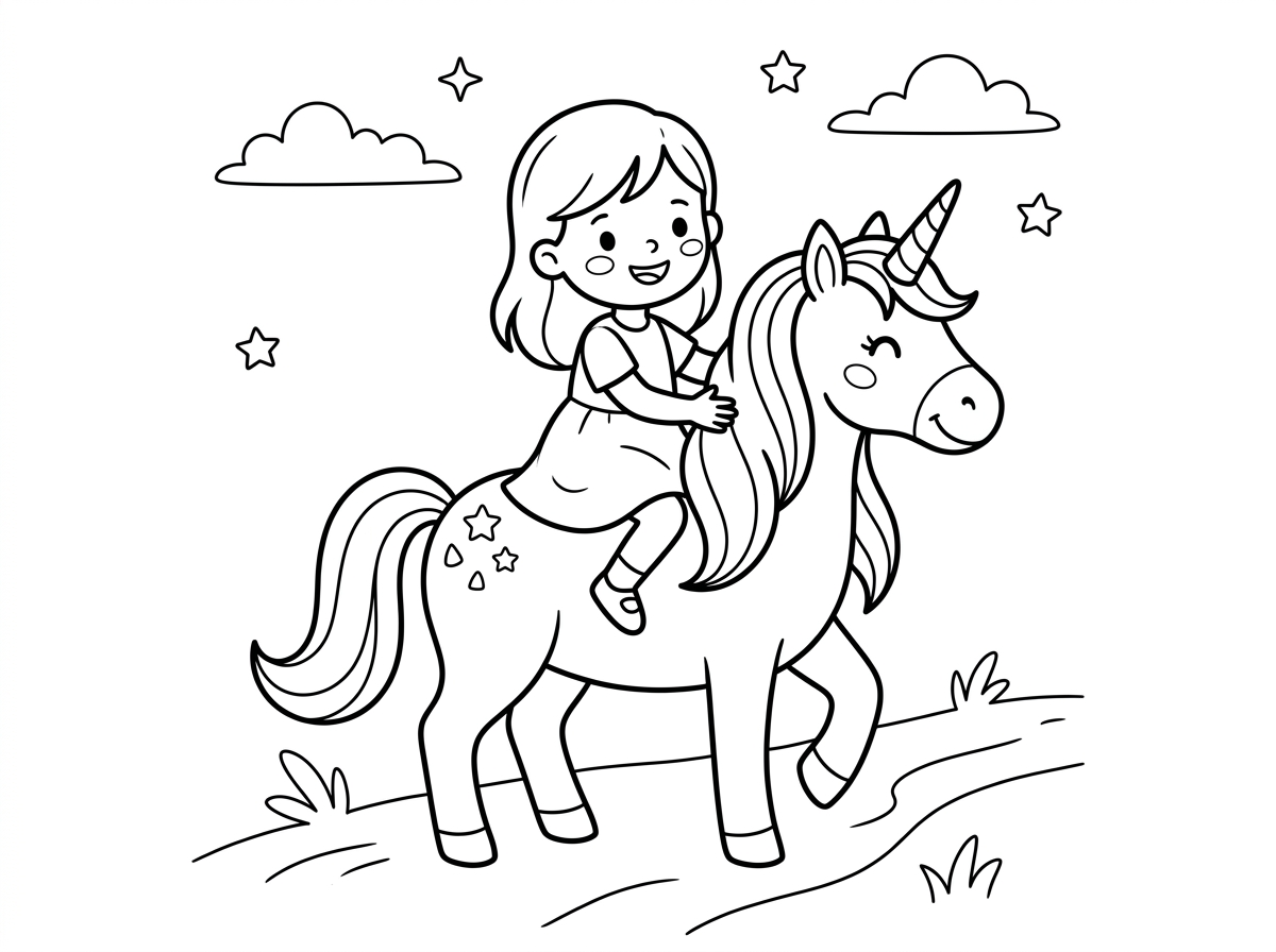 תכין לי דף צביעה של יעל רוכבת על חד קרן