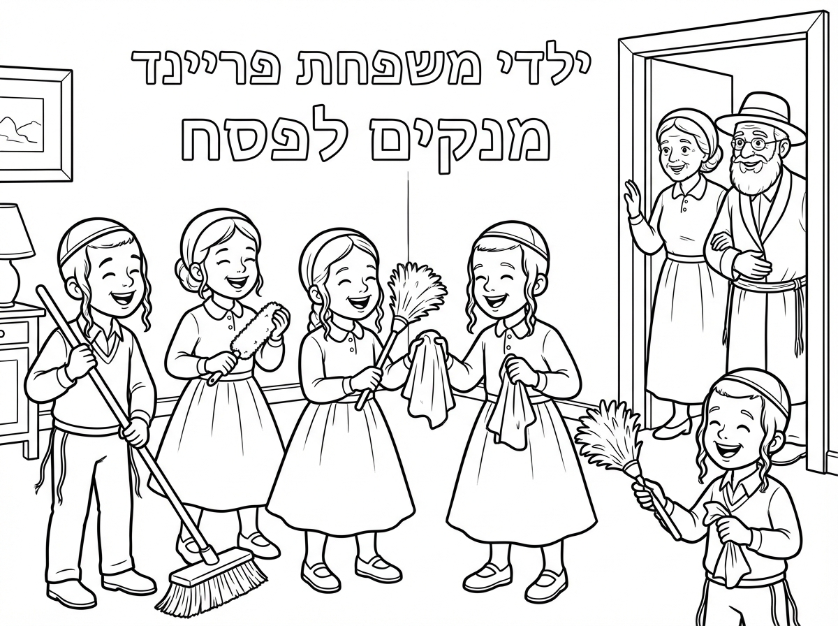 תוסיף כיתוב ילדי משפחת פריינד מנקים לפסח. ואת הסבא והסבתא יותר צעירים