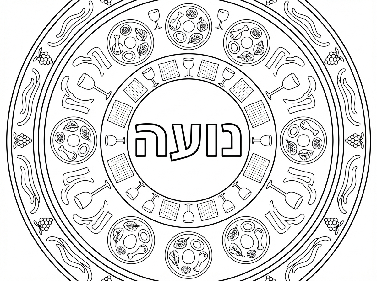 בבקשה מנדלה של פסח עם השם נועה באמצע המנדלה