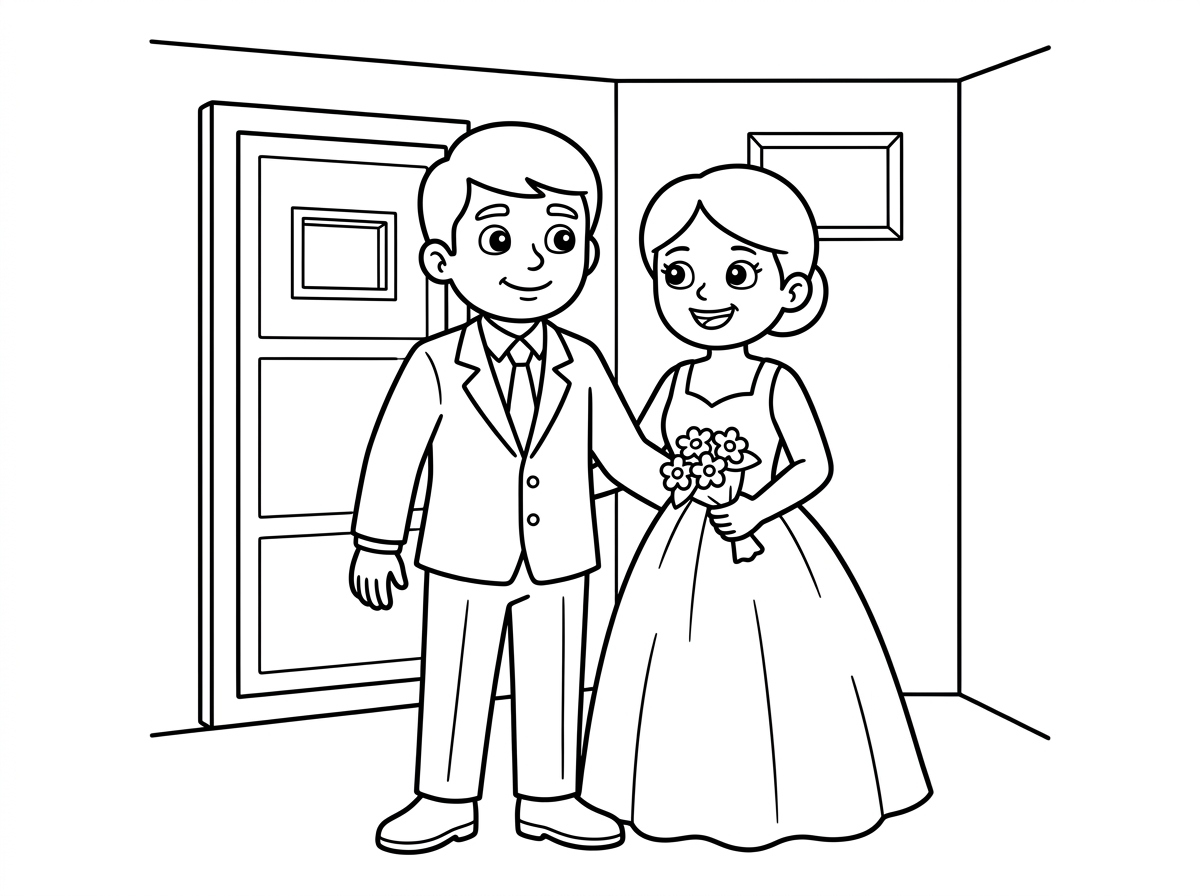 תעשה לי דף צביעה של חתן וכלה בממ"ד 
החתן עם חליפה
והכלה עםשמלה