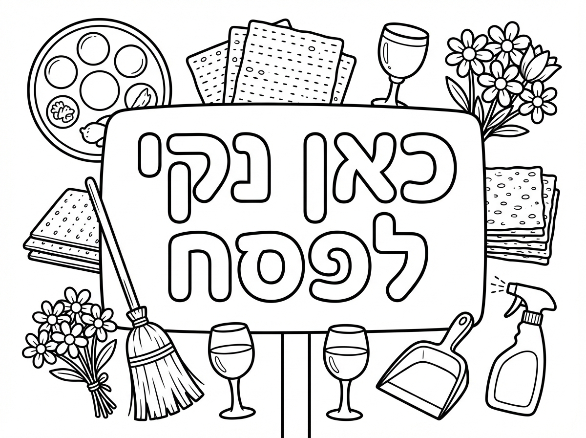 הח, אשמח שתחצחר לי דף צביעה שכתוב בגדול בכתב בלון:
כאן נקי לפסח.
מסביב יהיה סמלי החג, פרחים ומוצרי ניקיון