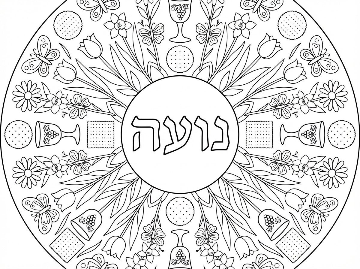 התכוונתי עם השם נועה באמצע ומסביב סוג של מנדלה ציורי פסח ואביב