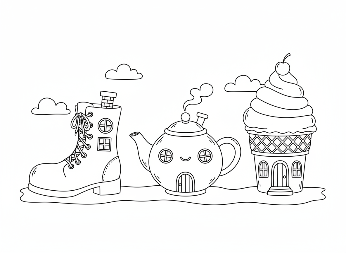 רחוב של בתים משוגעים
בית בצורת נעל, בית בצורת קומקום, ובית שהגג שלו הוא גלידה.