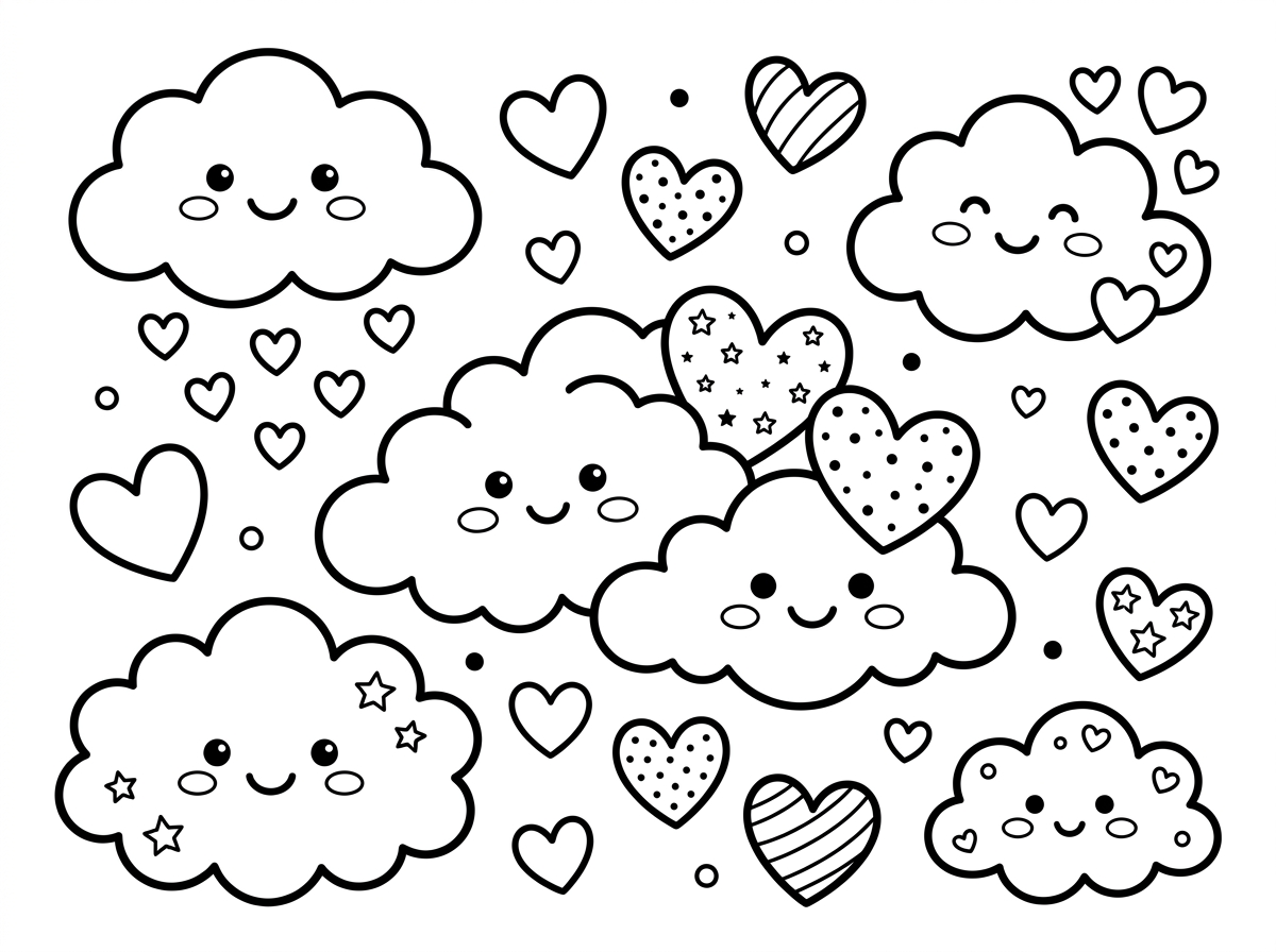 תכין לי דף של לבבות ועננים