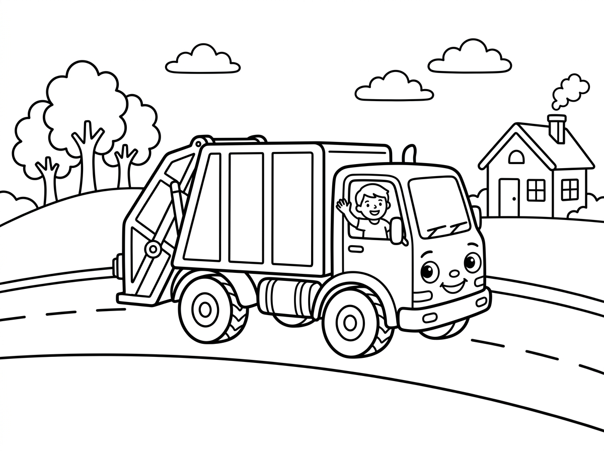 משאית אשפה שנוסעת בכביש