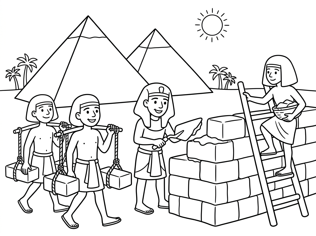 היי אשמח לדף צביעה לילדים קטנים על העבודת פרך במצרים