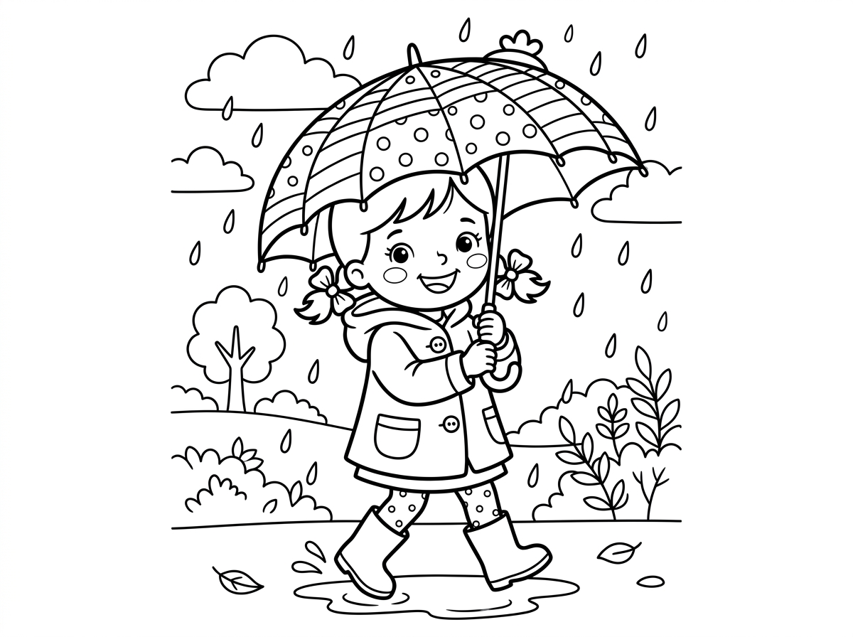 צייר לי מטריה עם ילדה מחיכות