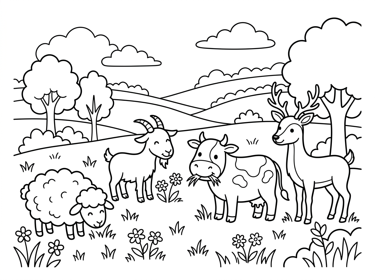 ציור של בעלי חיים טהורים בשדה