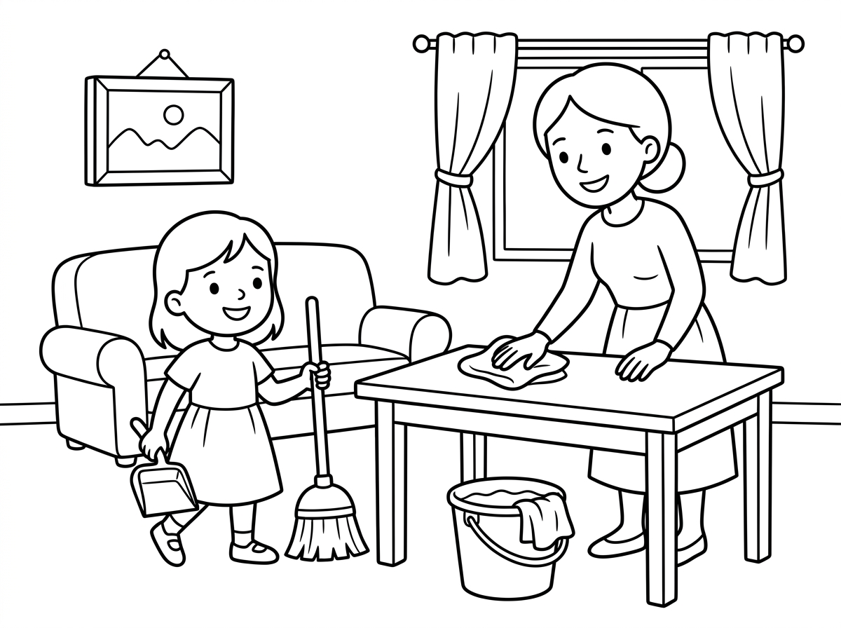 "אני רוצה שתעשה לי ציור של ילדה עוזרת לאמא לנקות את הבית לפסח."