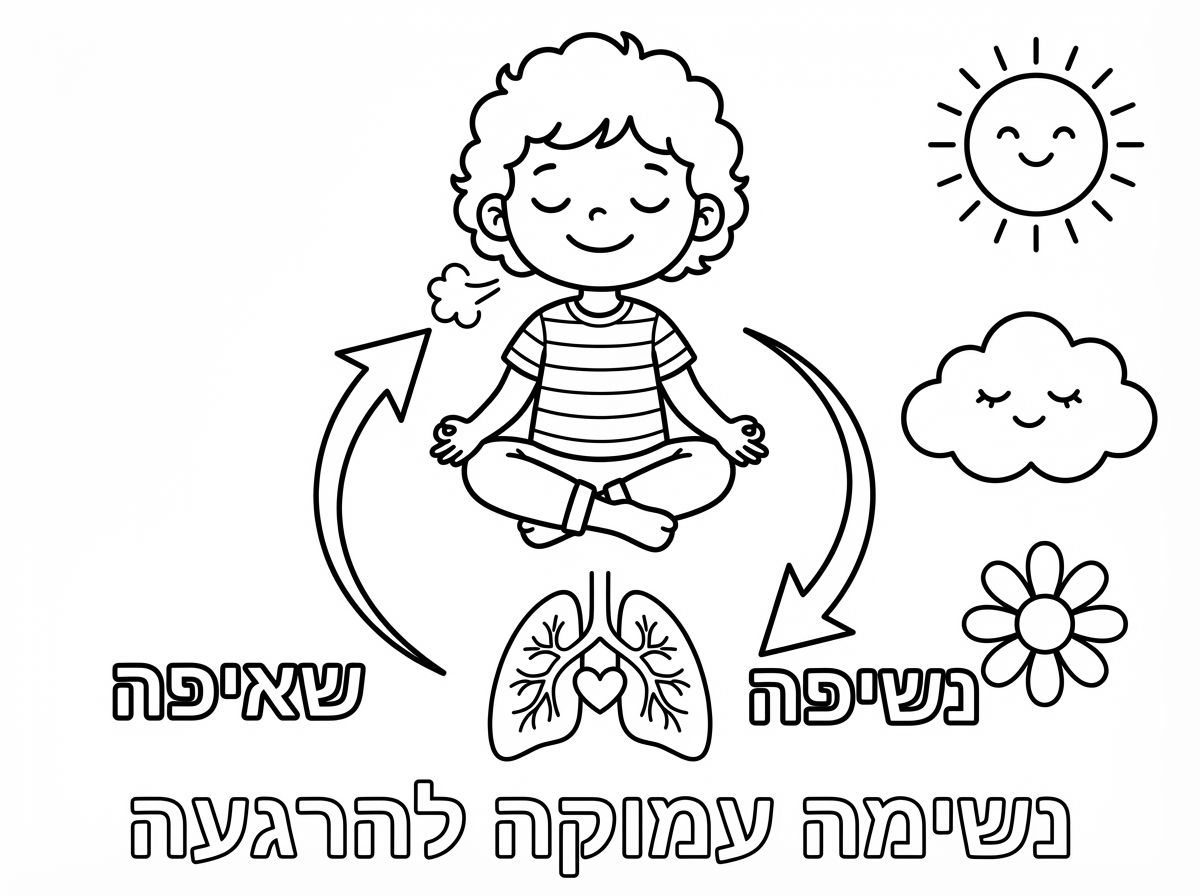 דף צביעה עם טכניקה של נשימה להרגעה