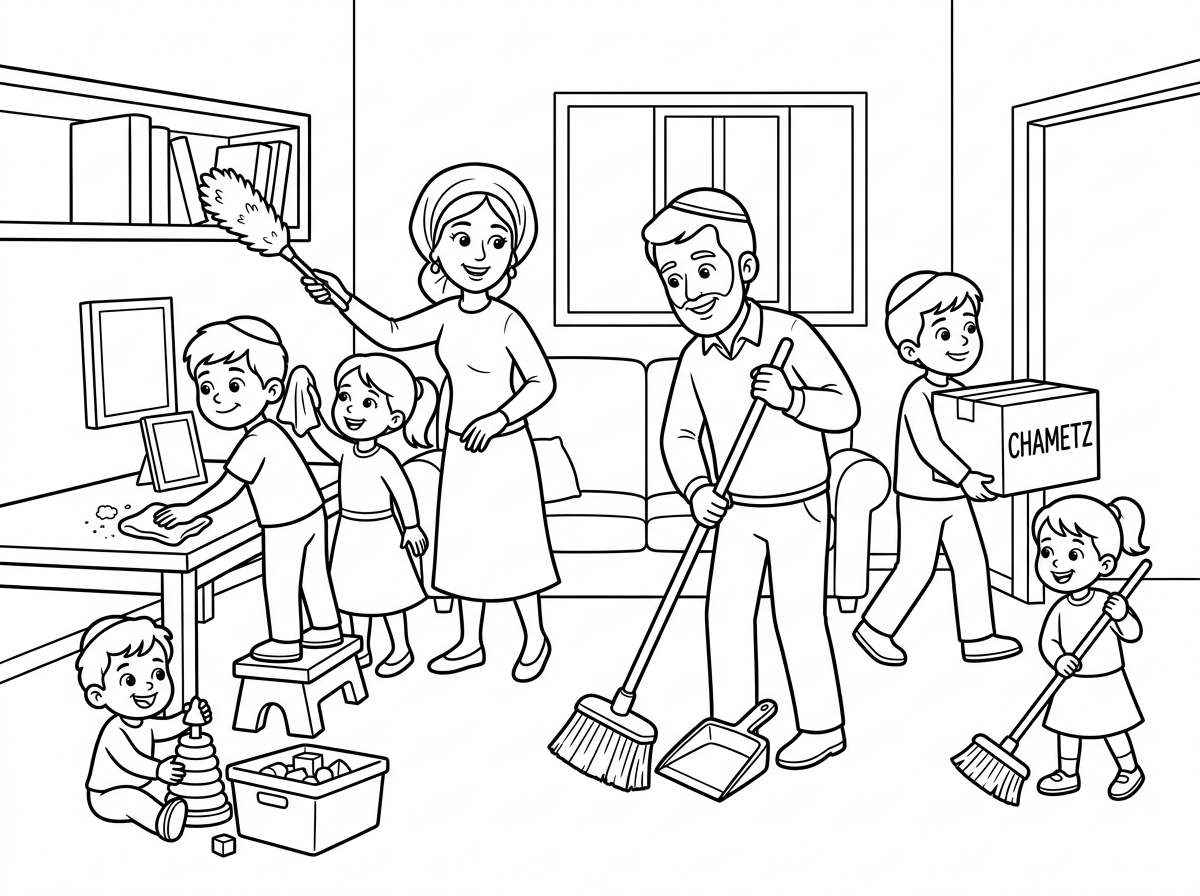 אשמח לדף צביעה שכל המשפחה מנקה לפסח