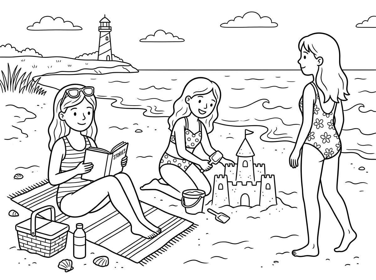 תוכל לעשות ציור של 3 בחורות בחוף ים אבל ציור מושקע עם כל הפרטים