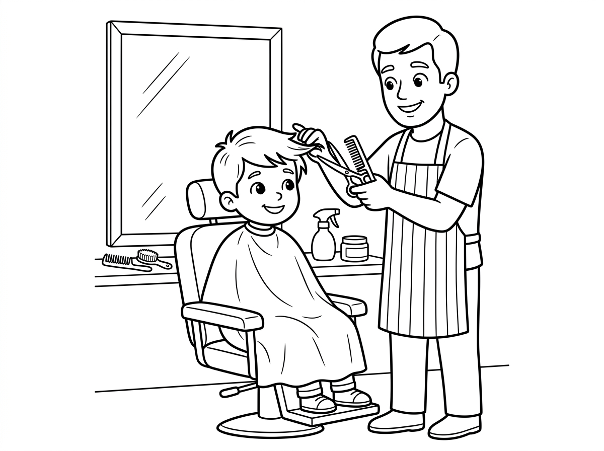 ילד מסתפר במספרה