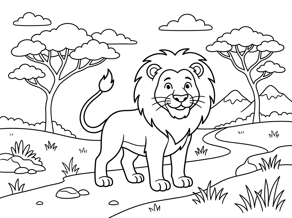 תכין לי דף צביעה עם אריה בספארי