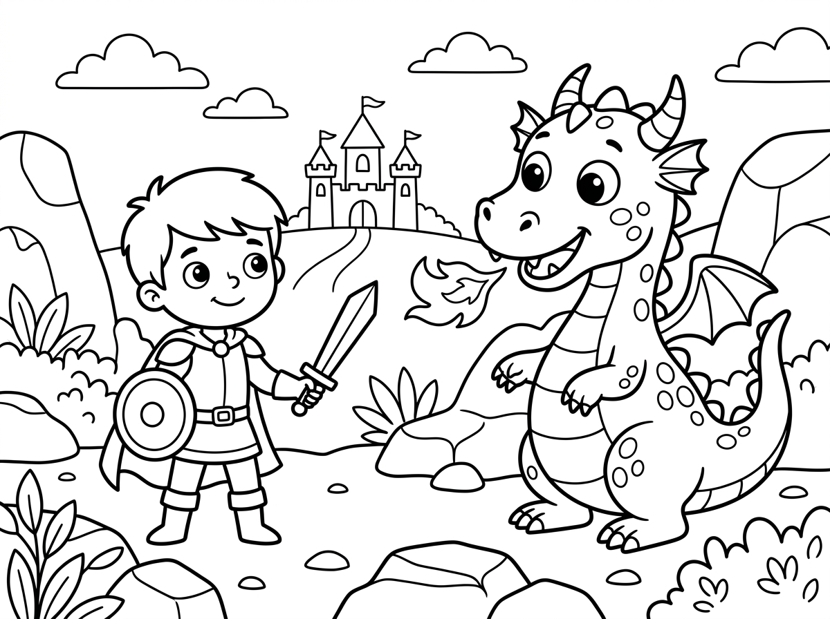 ילד שנלחם בדרקון יורק אש