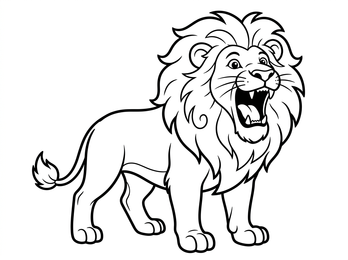 דף צביעה של אריה שואג