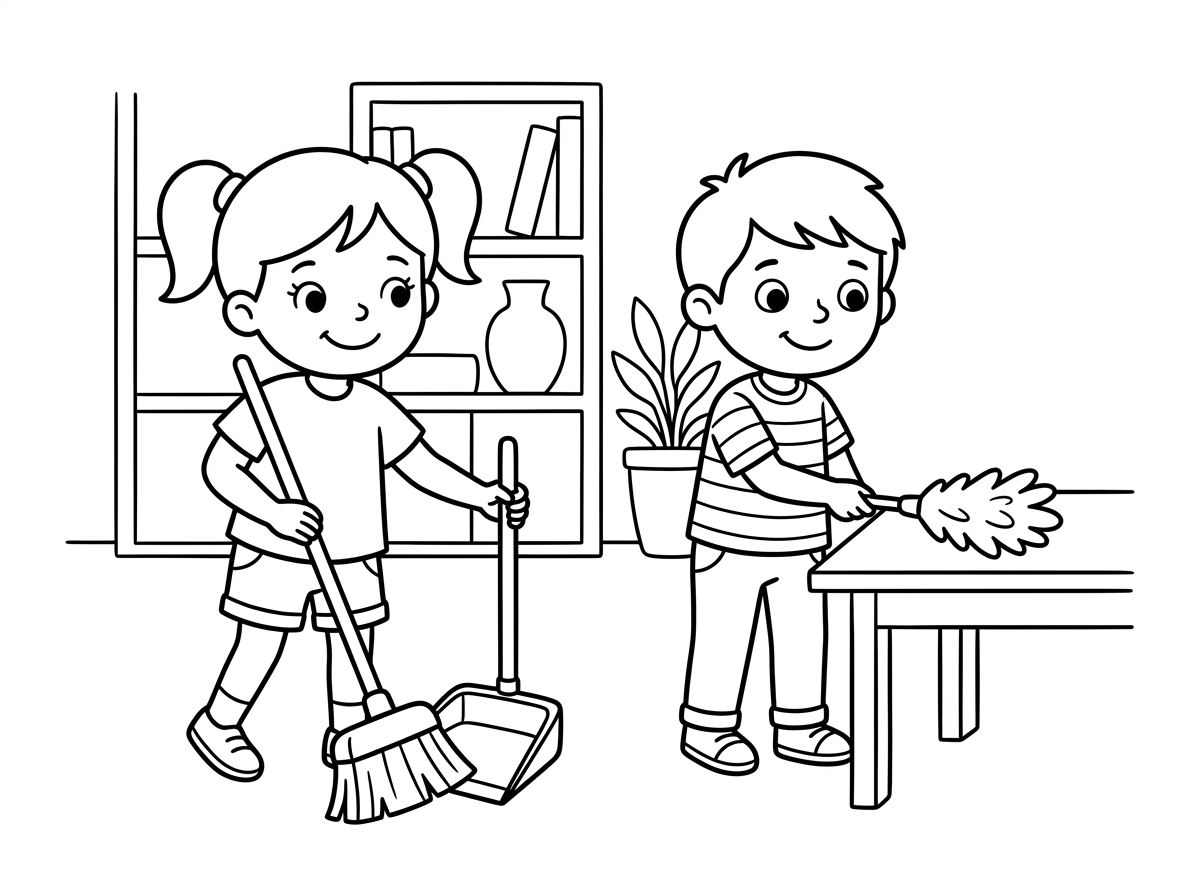 ילדים מנקים הבית