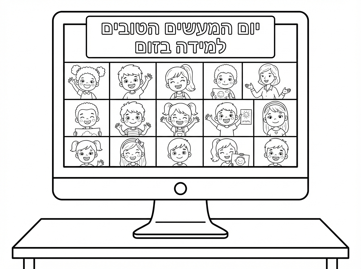 תעשה דף צביעה לכבוד יום המעשים הטובים של למידה בזום