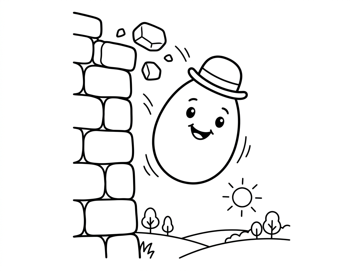 תמונה של ביצה עם פנים נופלת מהחומה