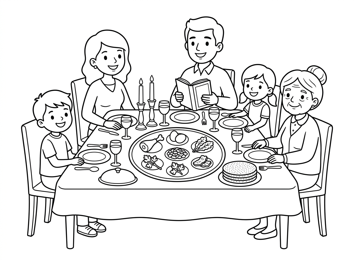 כן
קערת ליל הסדר
משפחה חוגגת