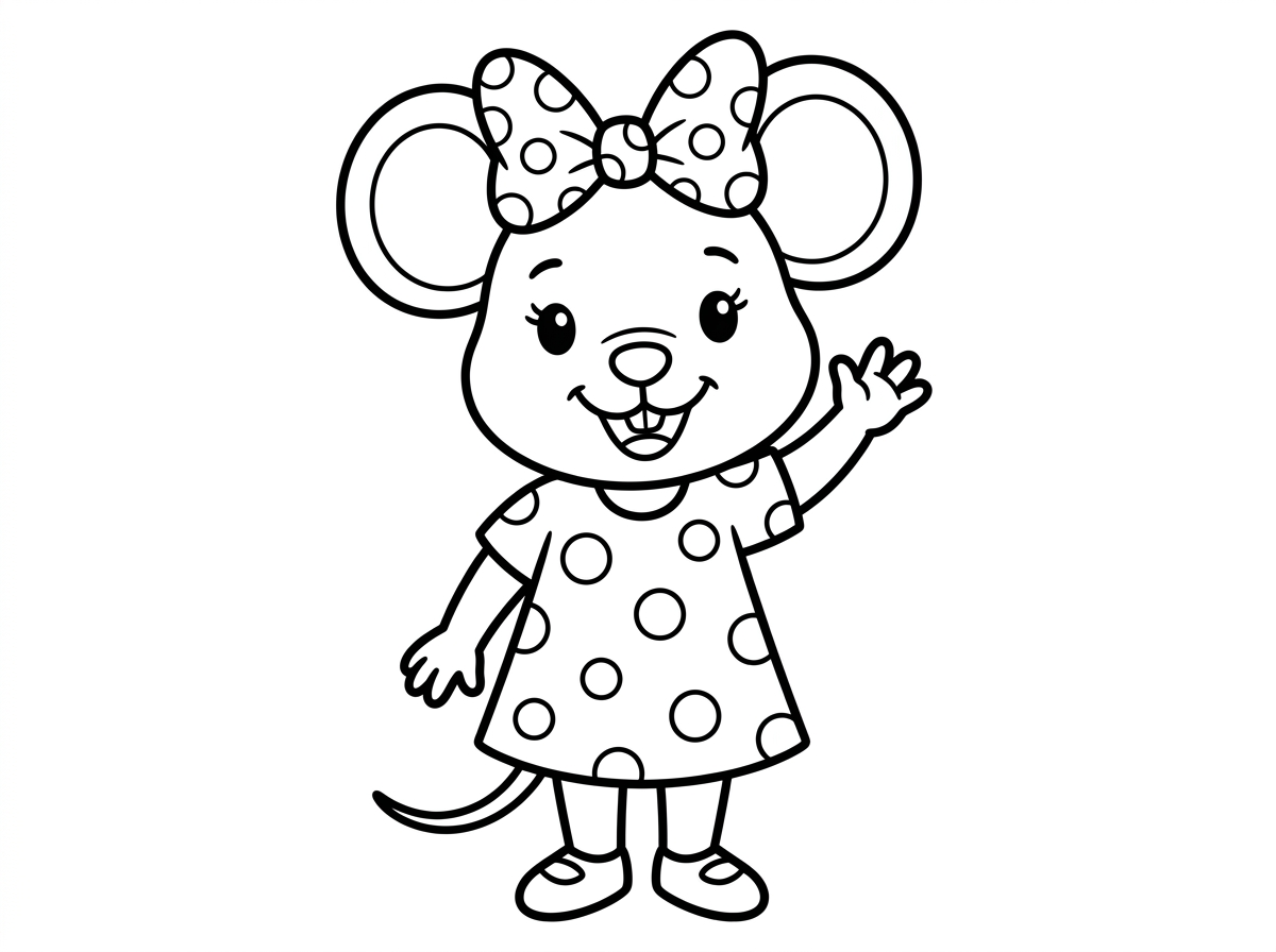 דף צביעה של מיני מאוס מתאים לילדה בת 3