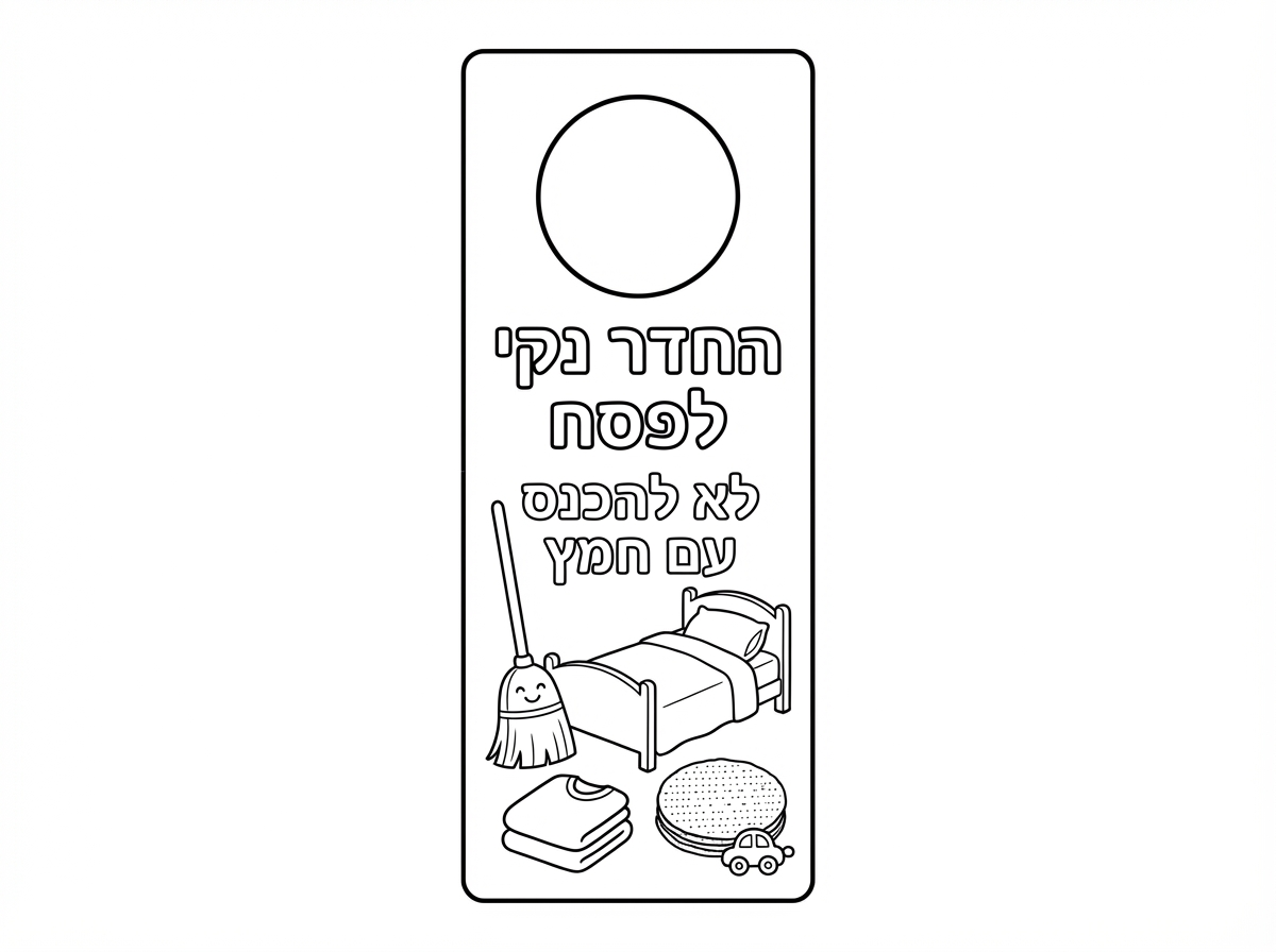 בבקשה ליצור לי דף צביעה לדלת עם חור שיגזרו ויתלבש על הדלת. 
החדר נקי לפסח
לא להכנס עם חמץ
תודה