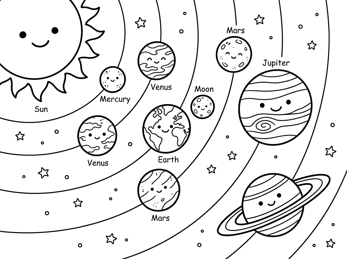 יופי. כעת את גלקסיית הכוכבים שלנו כדור הארץ ירח מרדים צדק שבתאי נוגה חמה שמש