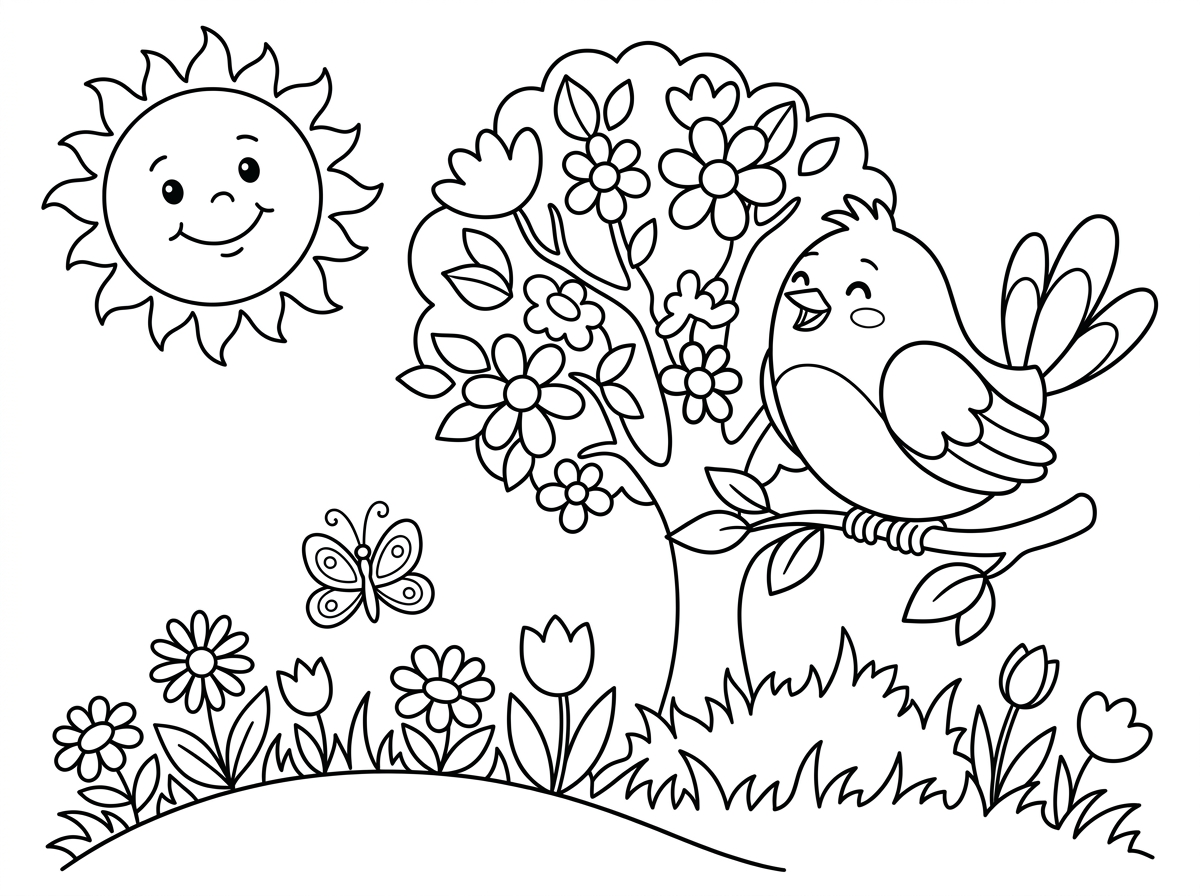 אני רוצה ליצור דף צביעה בנושא האביב