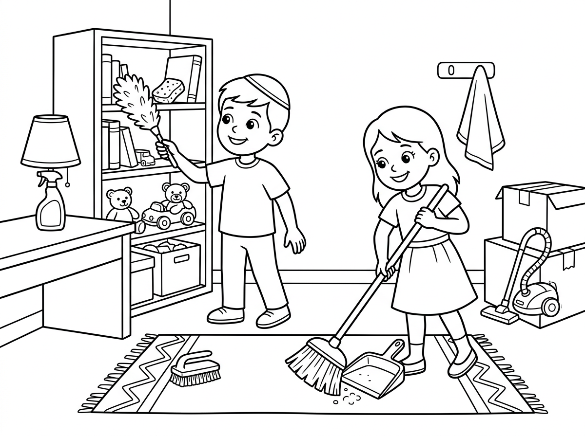 תוסיף כיפה לילד. ותעשה שחומרי הנקיון יהיו כאילו מוסתרים בציור בצןרה שתהיה מאתגרת למצוא אותם