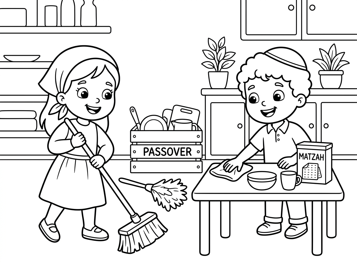 שלום צור לי דפי צביעה נקיון לפסח