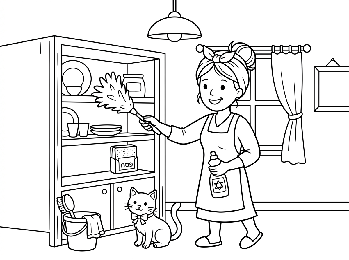 אני רוצה שתעשי לי ציור של אמא שמנקה את הבית שלה לפסח.