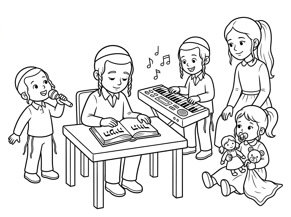 הבת הגדולה גם עם קוקו ובלי השיער ב2 הצדדים שנראים כמו פאות של בן חסידי.
והשמיכי של הקטנה עם ראש של בובה אבל לא אמיתי יותר משחק של בובה - חיה ובלי שורה של שיער