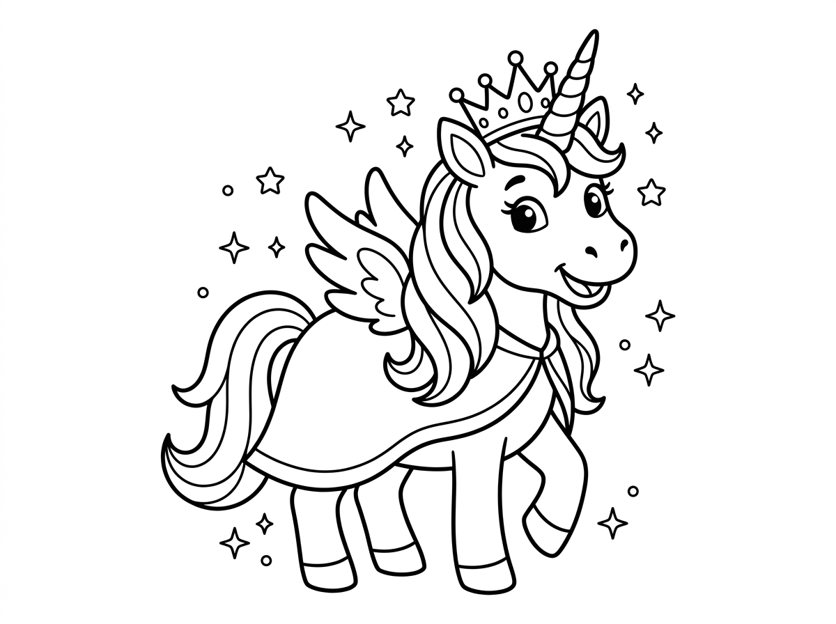 אפשר בבקשה דף צביעה של חד קרן כמו נסיכה