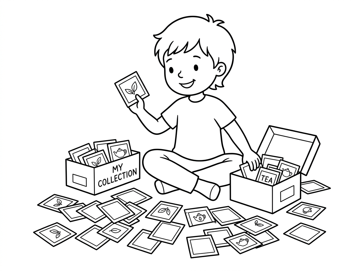 היי שלום אתה יכול לשלוח לי ציור של ילד שאוסף אוסף של עטיפות תה תודה רבה